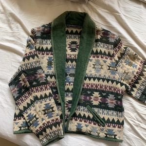 Vintage patterned soft blazer/cardigan L